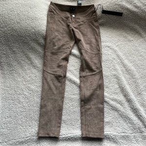 Bebe Y2K tan faux suede moto skinny pants-
